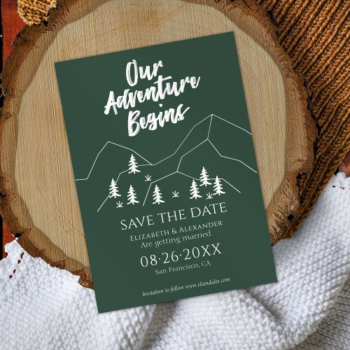 Our Adventure Begins Forest Wedding Save The Date Invitation