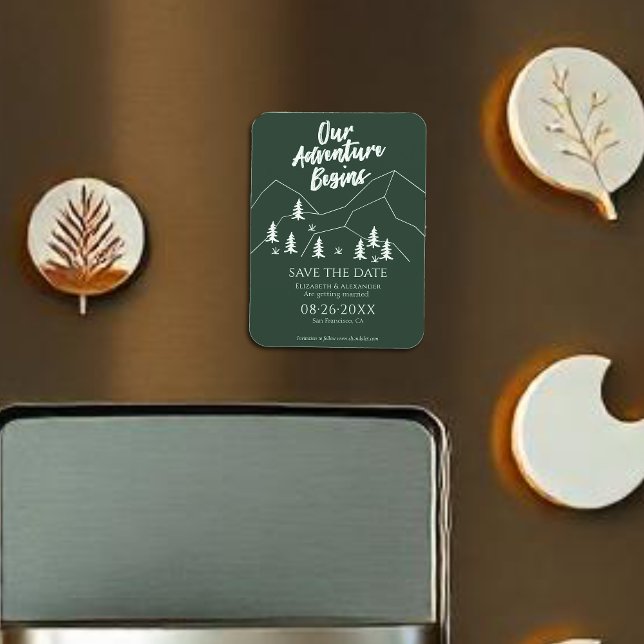 Our Adventure Begins Forest Wedding Save The Date Magnet (Creator Uploaded)