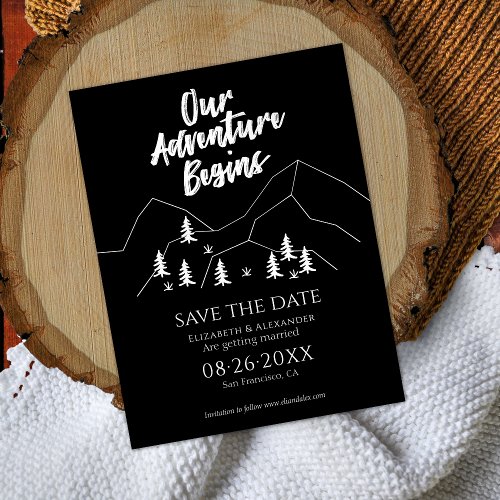 Our Adventure Begins Forest Wedding Save The Date Postcard
