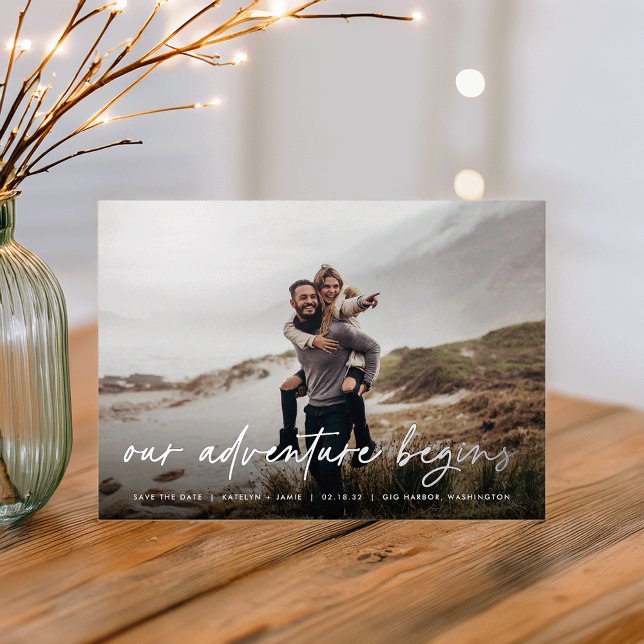 Our Adventure Begins | Full Photo Save the Date Foil Invitation (Creator Uploaded)