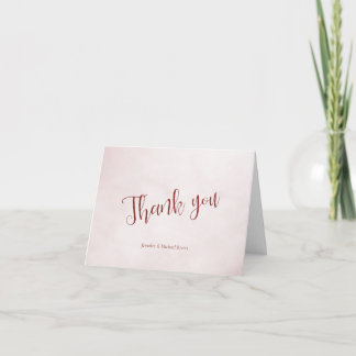 Our adventure begins maroon calligraphy thank you card