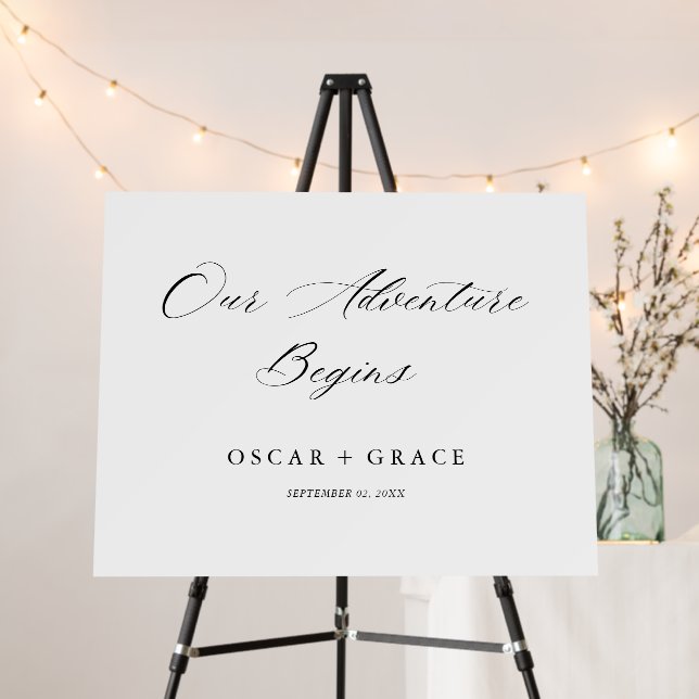Our Adventure Begins | Modern Minimalist Wedding Foam Board (In Situ (Stand))