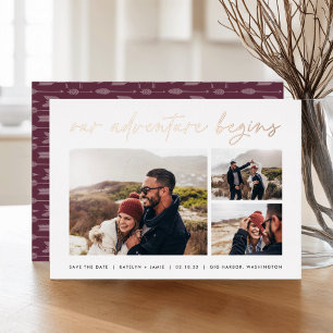 Our Adventure Begins Multi Photo Save The Date Foil Invitation