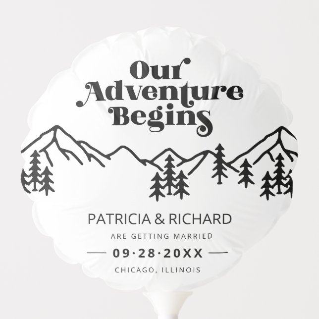 Our Adventure Begins Outdoor Wedding Save The Date Balloon (Front)