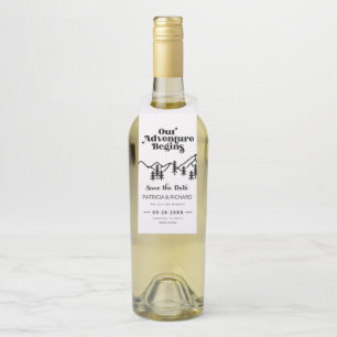 Our Adventure Begins Outdoor Wedding Save The Date Bottle Hanger Tag