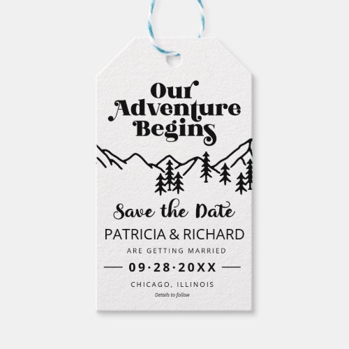 Our Adventure Begins Outdoor Wedding Save The Date Gift Tags