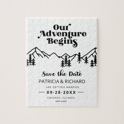 Our Adventure Begins Outdoor Wedding Save The Date Jigsaw Puzzle
