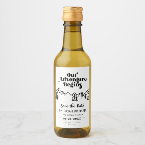 Our Adventure Begins Outdoor Wedding Save The Date Wine Label