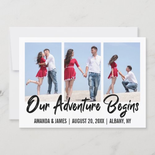 Our Adventure Begins Photo Collage Save The Date Announcement