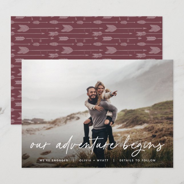 Our Adventure Begins | Photo Engagement Announcement (Front/Back)