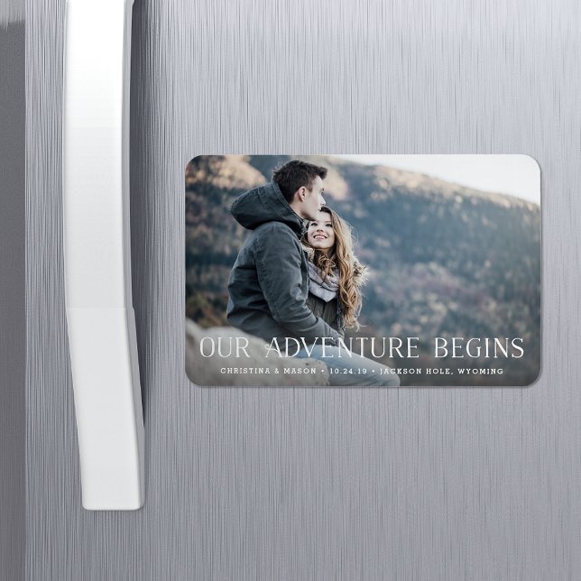 Our Adventure Begins | Photo Wedding Save the Date Magnet (Creator Uploaded)