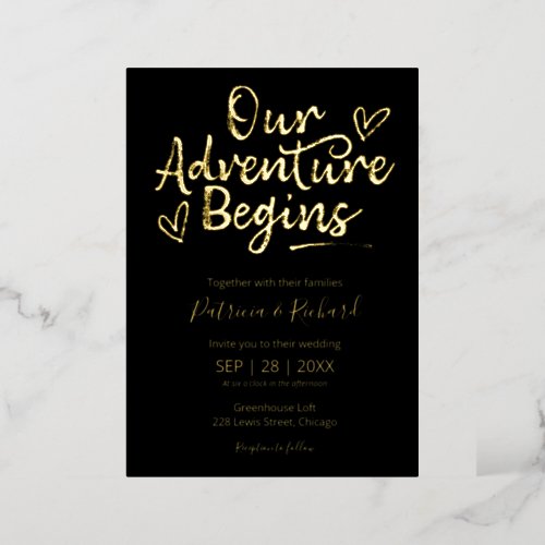 Our Adventure Begins Rustic Chic Wedding Foil Invitation