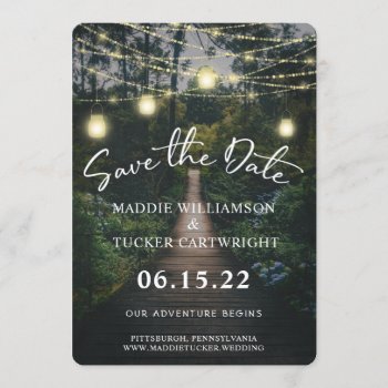 Our Adventure Begins | Rustic Forest Save The Date Invitation by RusticChicWeddings at Zazzle