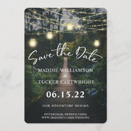 Our Adventure Begins | Rustic Forest Save The Date Invitation