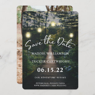 Our Adventure Begins Rustic Forest Save the Date Invitation