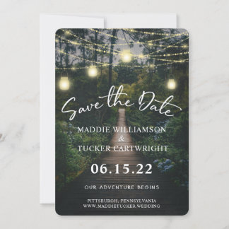 Our Adventure Begins | Rustic Forest Save the Date Invitation