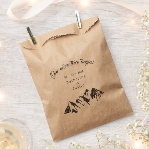 Our adventure begins rustic wedding favor bag