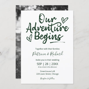 Our Adventure Begins Rustic Wedding Invitation