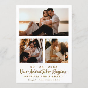 Our Adventure Begins Save The Date 3 Photo Invitation
