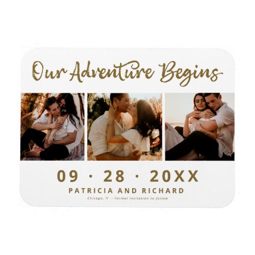 Our Adventure Begins Save The Date 3 Photo Magnet