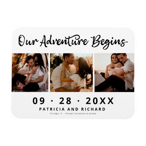 Our Adventure Begins Save The Date 3 Photo Magnet