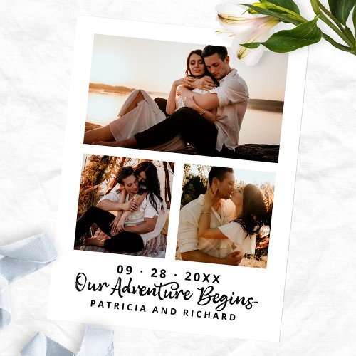 Our Adventure Begins Save The Date 3 Photo Postcard