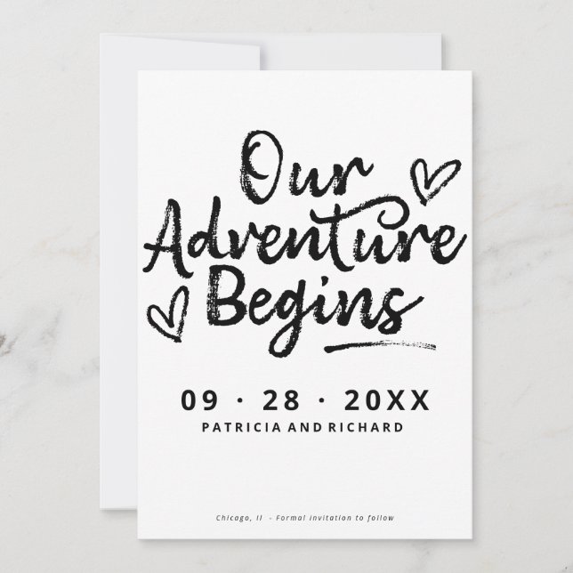Our Adventure Begins Save The  Date Non Photo Invitation (Front)