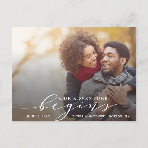 Our Adventure Begins  Save the Date Photo Announcement Postcard