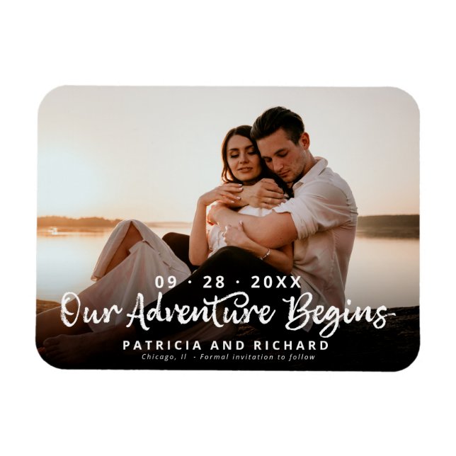 Our Adventure Begins Save The Date Photo Magnet (Horizontal)