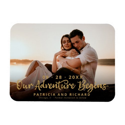 Our Adventure Begins Save The Date Photo Magnet