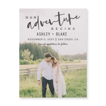 Our Adventure Begins Script Photo Save the Date