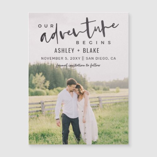 Our Adventure Begins Script Photo Save the Date