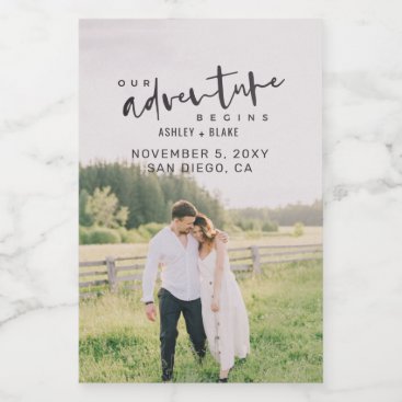 Our Adventure Begins Script Photo Save the Date Food Label