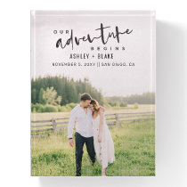 Our Adventure Begins Script Photo Save the Date Paperweight