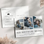 Our Adventure Begins | Three Photo Save the Date Announcement Postcard