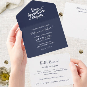 Our Adventure Begins Wedding All In One Invitation
