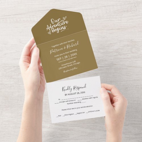 Our Adventure Begins Wedding All In One Invitation