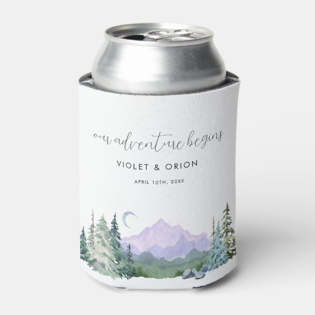 Our Adventure Begins Wedding Favors Can Cooler (Can Front)