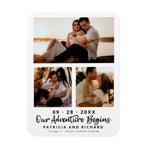 Our Adventure Begins Wedding Save The Date 3 Photo Magnet