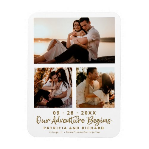 Our Adventure Begins Wedding Save The Date 3 Photo Magnet