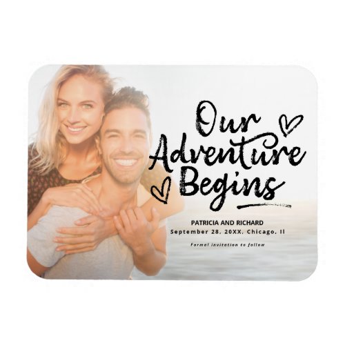 Our Adventure Begins Wedding Save The Date Photo Magnet