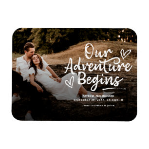 Our Adventure Begins Wedding Save The Date Photo Magnet