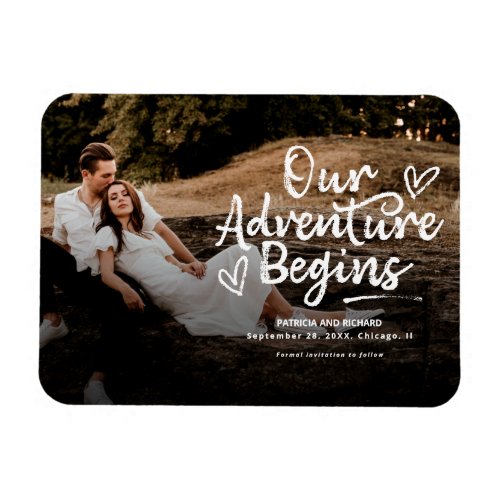 Our Adventure Begins Wedding Save The Date Photo Magnet