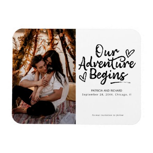 Our Adventure Begins Wedding Save The Date Photo Magnet