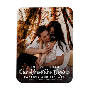 Our Adventure Begins Wedding Save The Date Photo Magnet
