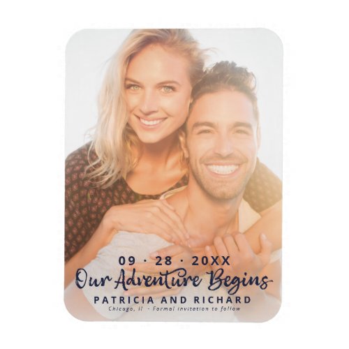 Our Adventure Begins Wedding Save The Date Photo Magnet