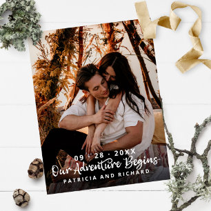 Our Adventure Begins Wedding Save The Date Photo Postcard
