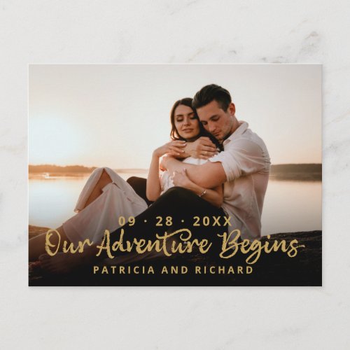 Our Adventure Begins Wedding Save The Date Photo Postcard