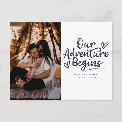 Our Adventure Begins Wedding Save The Date Photo Postcard