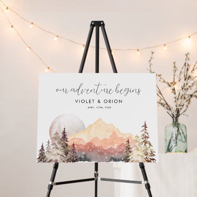 Our Adventure Begins Wedding Welcome Sign (In Situ (Stand))